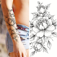 Large Peony Flower Temporary Tattoo Sticker