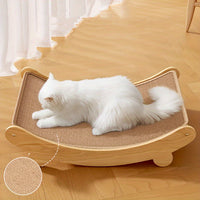 Whisker Wonders Linen-Covered Wooden Cat Lounger