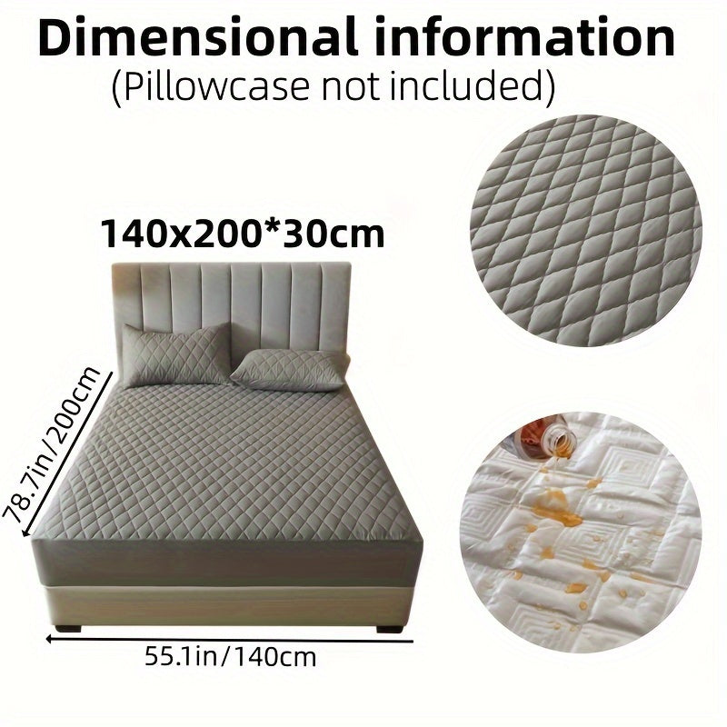 1pc Layered Solid Color Waterproof Mattress Protector (Without Pillowcase And Pillow Insert) Soft And Comfortable Mattress Cover Bedroom Guest Room Bedding Waterproof Mattress Protector Room Bedspread Non-slip All-inclusive P