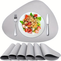 Round Faux Leather Placemats Set of 6, Non-Slip, Wipeable Table Mats for Dining, Kitchen, Restaurant, Cafe - Heat Resistant, Elegant Decorative Easy Clean Place Mats for Christmas