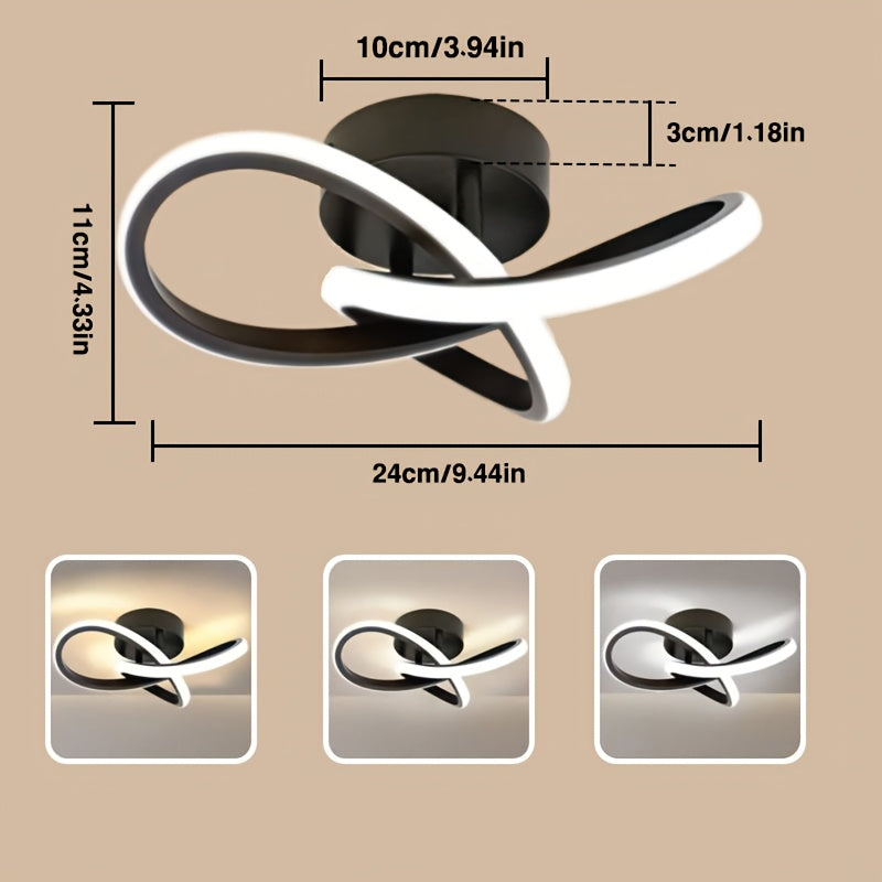 Modern LED Ceiling Light, Adjustable Color Temperature, Metal, for Living Room, Kitchen, Bedroom, Balcony, Indoor Use, Hardwired, 85V-265V, White/Black