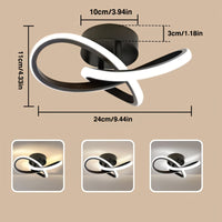 Modern LED Ceiling Light, Adjustable Color Temperature, Metal, for Living Room, Kitchen, Bedroom, Balcony, Indoor Use, Hardwired, 85V-265V, White/Black