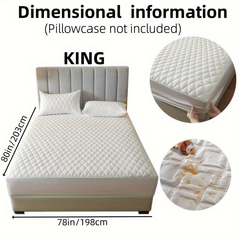 1pc Layered Solid Color Waterproof Mattress Protector (Without Pillowcase And Pillow Insert) Soft And Comfortable Mattress Cover Bedroom Guest Room Bedding Waterproof Mattress Protector Room Bedspread Non-slip All-inclusive P