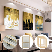 Modern Art Wrapped Canvas, Islamic Black Golden Muslim Wall Art - 3pcs