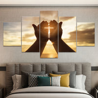 Wooden Framed Canvas Poster - Prayer Hand Canvas - 5pcs