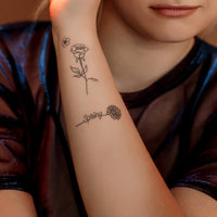 Black Simple Line Floral Patterns Finger Wrist Ear Can Last For 3-5 Days - 4 Sheets