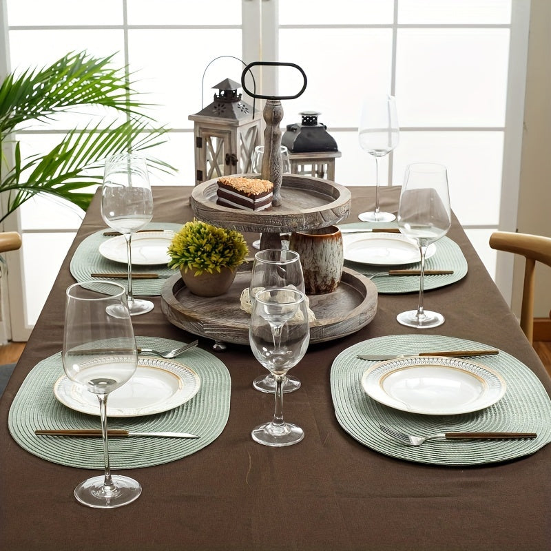 4-Pack European Style Oval Placemats, Heat-Resistant Table Mats, American New Style Tablecloth Mats, Hand Wash Only, Rectangular, Non-Woven Fabric, Polypropylene & Polyester Filling, 44.96X29.97 cm