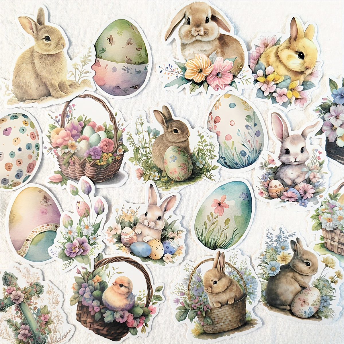 Easter Holiday Bunny Rabbit Eggs Stickers - 50pcs/pack