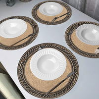 4-Pack Vintage Golden Round Placemats, 38.1cm Polyester Non-Slip Washable Table Mats for Home, Kitchen, Banquet, Party Dining Decor