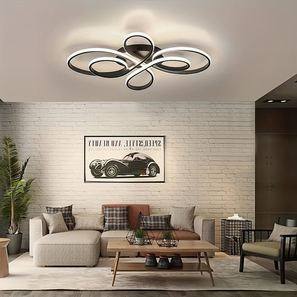 1pc Modern LED Semi-Flush Mount Ceiling Light Fixture, 3-Color Adjustable, Hardwired Indoor Lighting for Bedroom, Bathroom, Kitchen, Hallway, Staircase - Metal, Removable Clamp, 85V-265V, Includes Installation Hardware