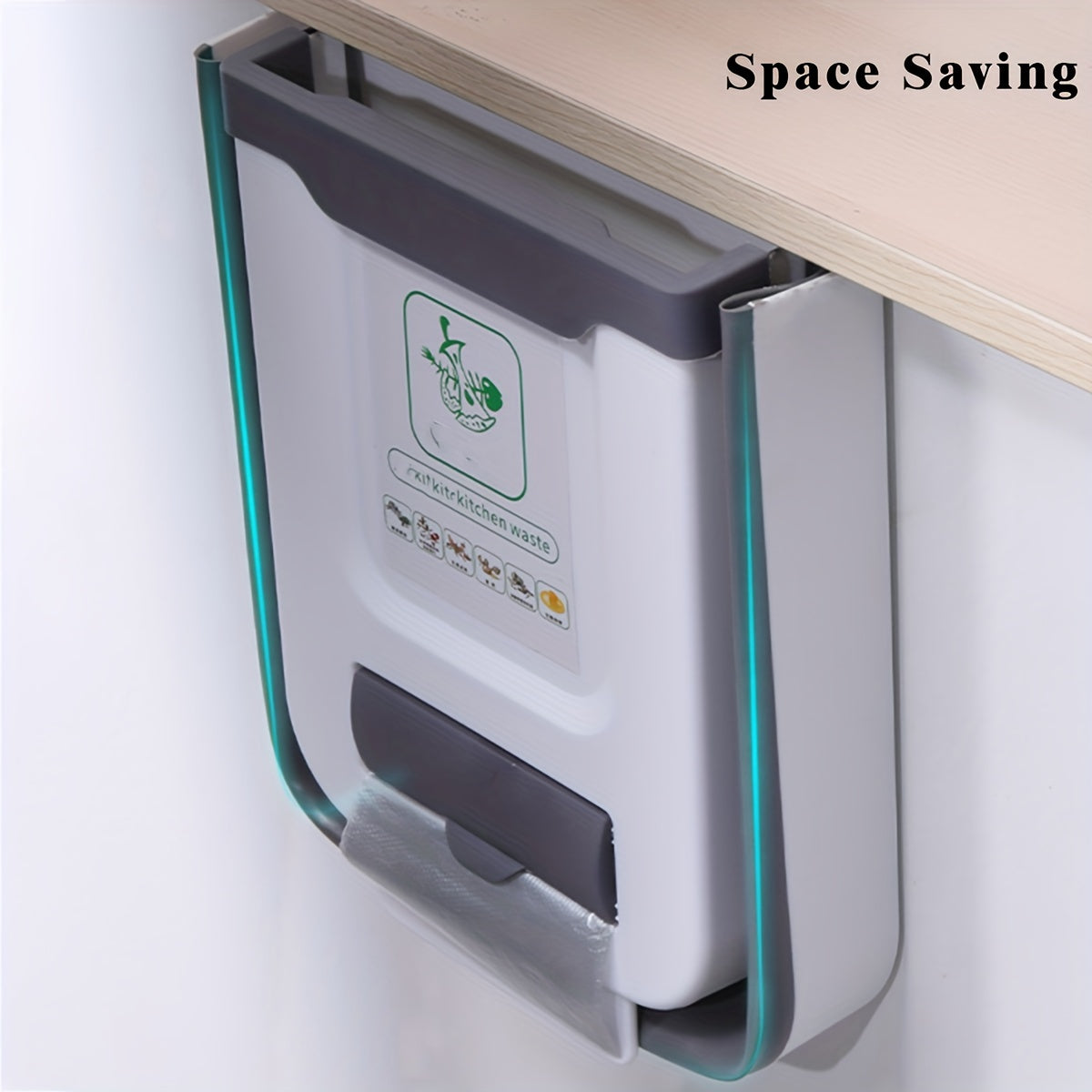 Large Foldable Hanging Trash Can for Kitchen Cabinet Doors