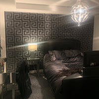 Minimalism Style Black Gray Geometric Line Pattern PVC Wallpaper