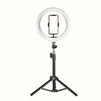 10-Inch USB Selfie LED Light Shooting + Desktop Tripod Stand for iPhone Android, (Warm/ Cool/ Normal) for Live Streaming Makeup Vlog, Photography Accessories, Spring Gif
