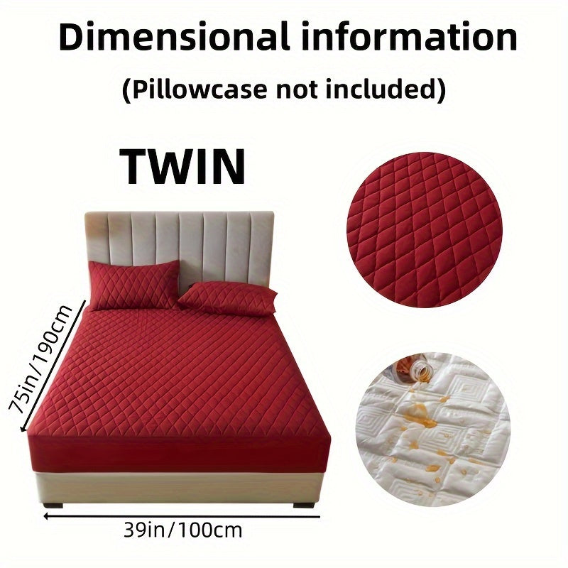 1pc Layered Solid Color Waterproof Mattress Protector (Without Pillowcase And Pillow Insert) Soft And Comfortable Mattress Cover Bedroom Guest Room Bedding Waterproof Mattress Protector Room Bedspread Non-slip All-inclusive P