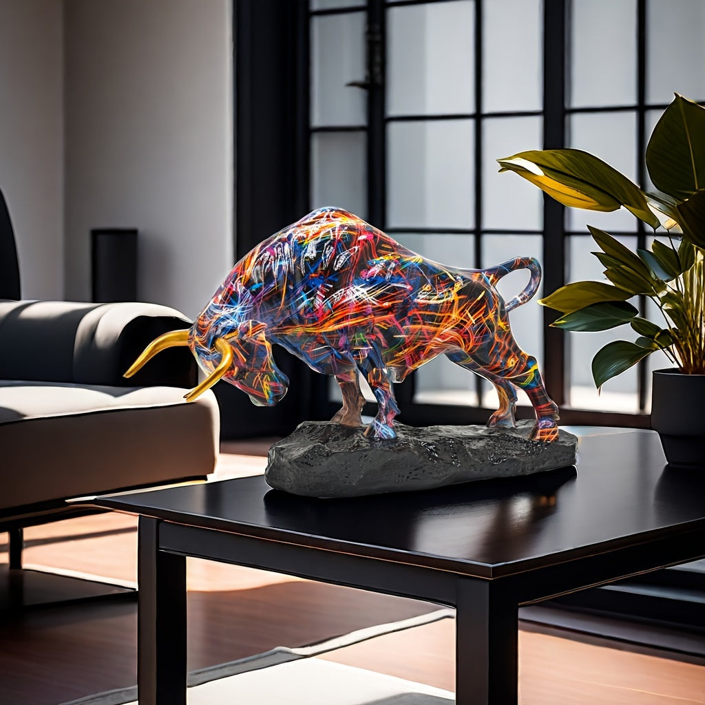 Resin Wall Street-Inspired Charging Bull Statue