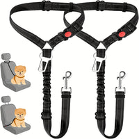 Adjustable 2-in-1 Pet Car Seat Belt & Harness - Durable Polyester, Hand-Washable