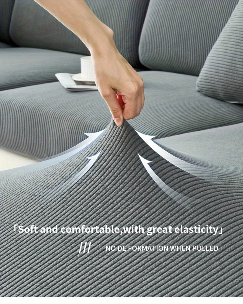 Modern Stretch Sofa Slipcovers - 1 Piece Polar Fleece Fabric Couch Protector, Machine Washable Sofa Cover, Fits Armchair to 4-Seater Sectional, Pet & Kid Friendly Furniture Protection