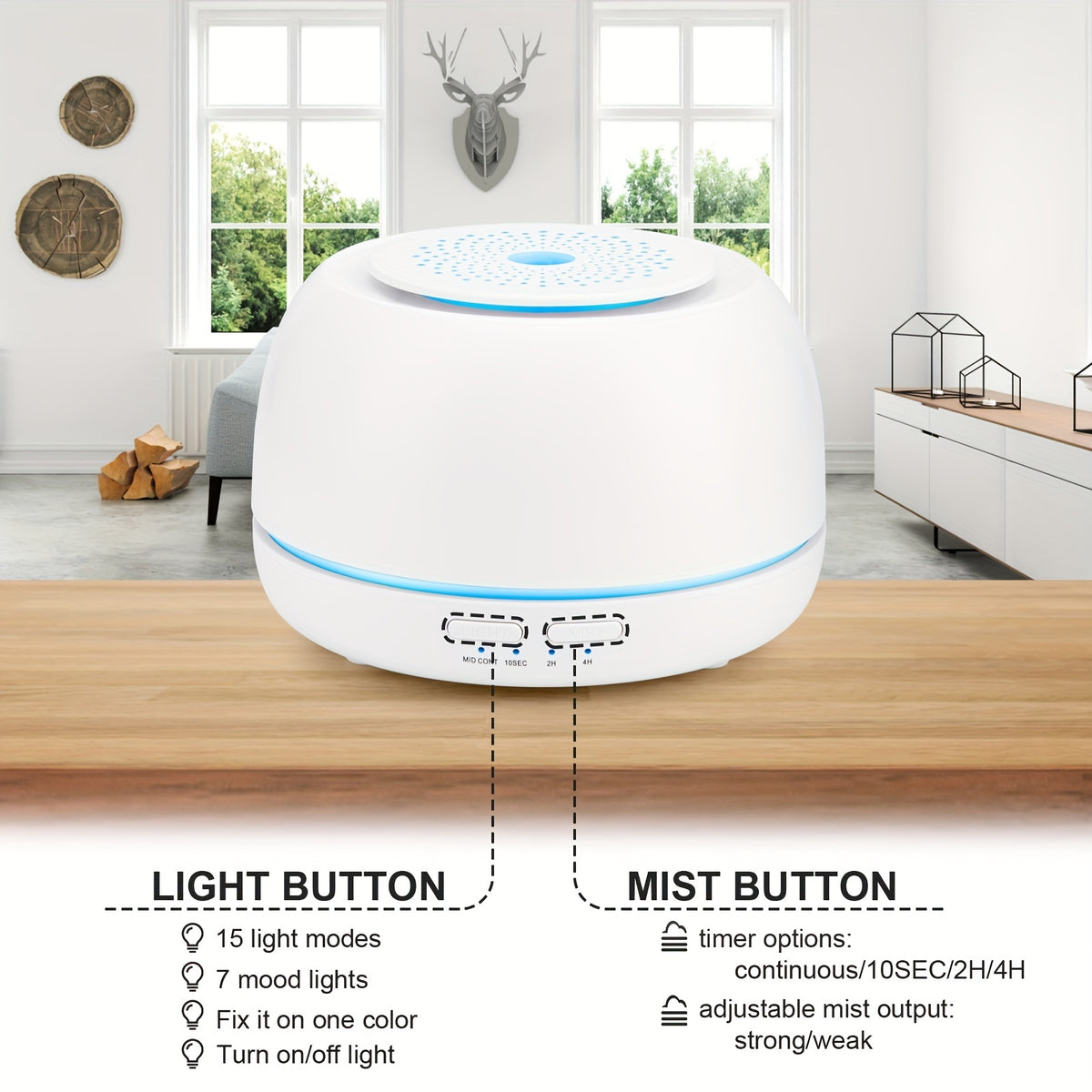 COOLUCK Essential Oil Diffuser 300ML Aromatherapy Diffuser Mist Quiet 5-In-1 Humidifiers 7 Color LED Lights Diffusers for Home Office Bedroom