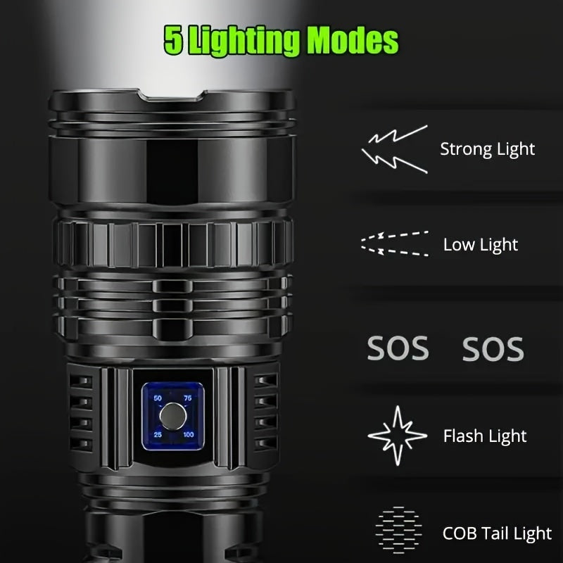 Ultra-Bright LED Flashlight, 1200 Lumen Aluminum Alloy, 800m Range