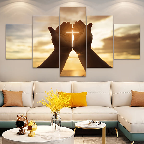 Wooden Framed Canvas Poster - Prayer Hand Canvas - 5pcs