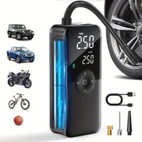 Carsun Portable Electric Air Pump - Battery Powered Tire Inflator with SOS Light