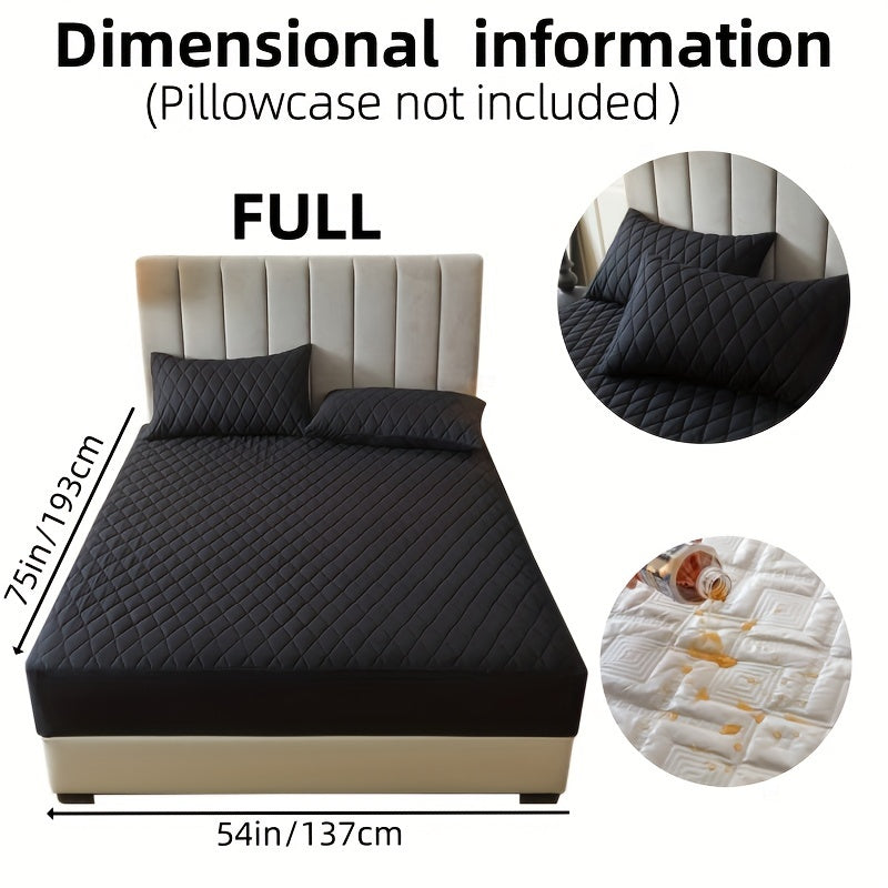 1pc Layered Solid Color Waterproof Mattress Protector (Without Pillowcase And Pillow Insert) Soft And Comfortable Mattress Cover Bedroom Guest Room Bedding Waterproof Mattress Protector Room Bedspread Non-slip All-inclusive P