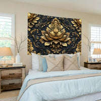 Luxurious 3D Wallpaper with Elegant Black & Golden Floral Design