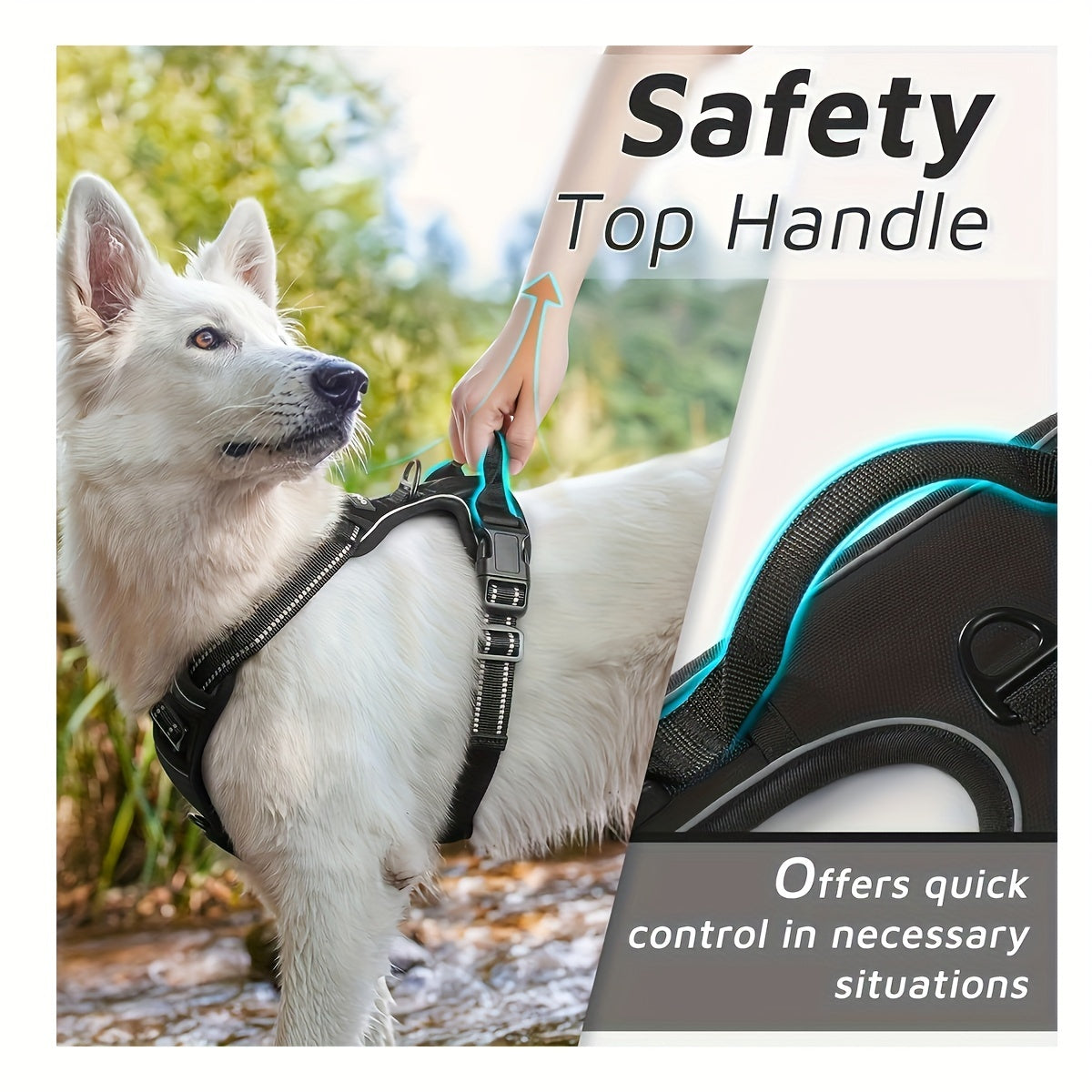 Dog Harness - No Pull Service Vest With Reflective Strips And Control Handle