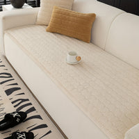 1pc Contemporary Thick Suede Sofa Pad, Machine Washable, Pet Friendly, Polyester 100%, Short Plush, Quilted Design, No Printing, Compatible with Armchair, Loveseat, 3-Seater, 4-Seater, Sectional Sofas, 250-300 g/㎡ - Ideal f