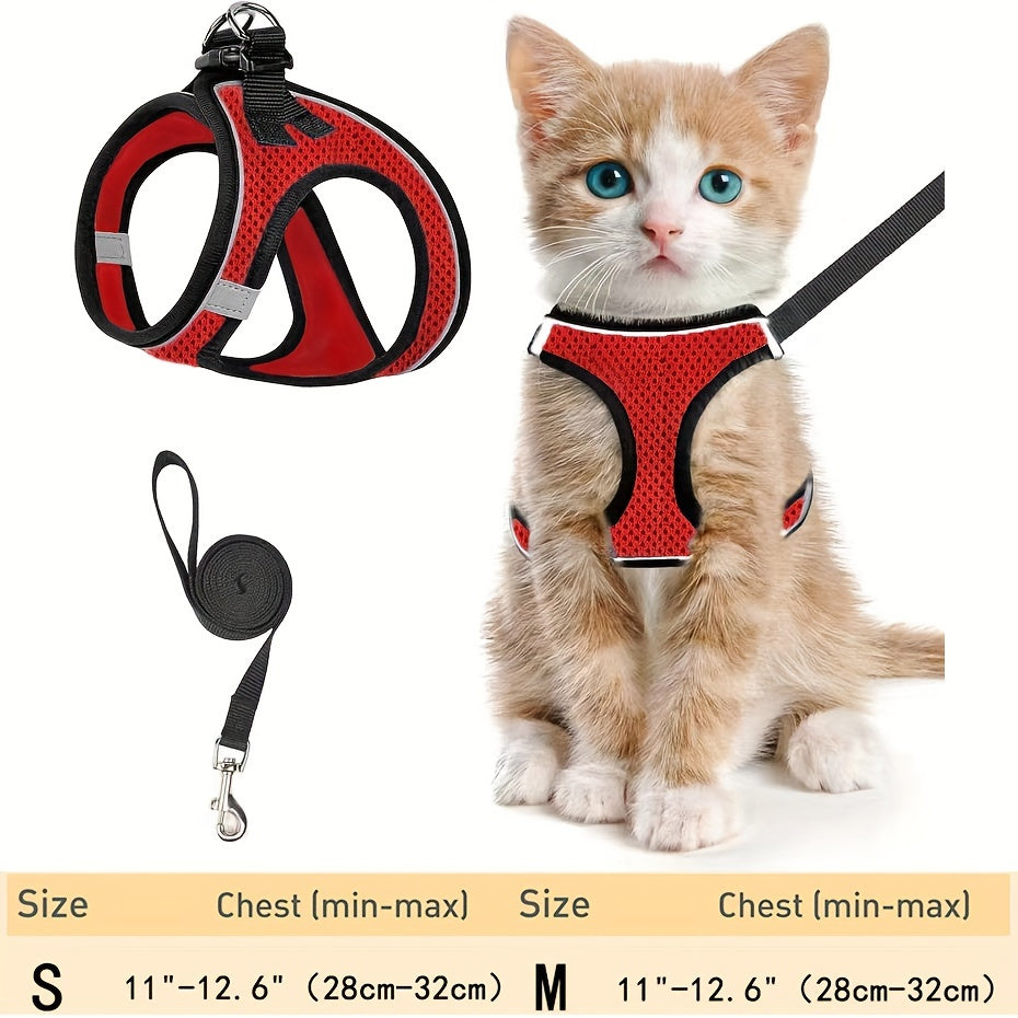 Escape-Proof Cat Harness & Leash Set - Reflective Soft Mesh Vest