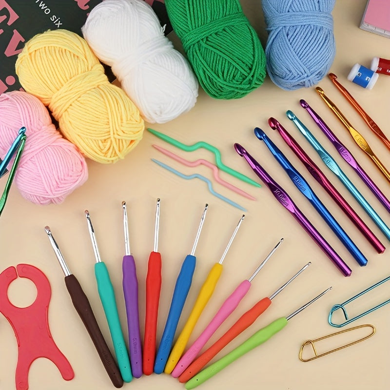 103/130pcs Knitting Crochet Hook Set Home Use Sewing Tool DIY Craft Crochet Knit Markers Needles Tools Weaving Accessories With Bag