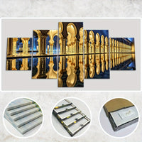Wooden Framed Canvas, Magnificent Architecture Theme Poster - 5pcs