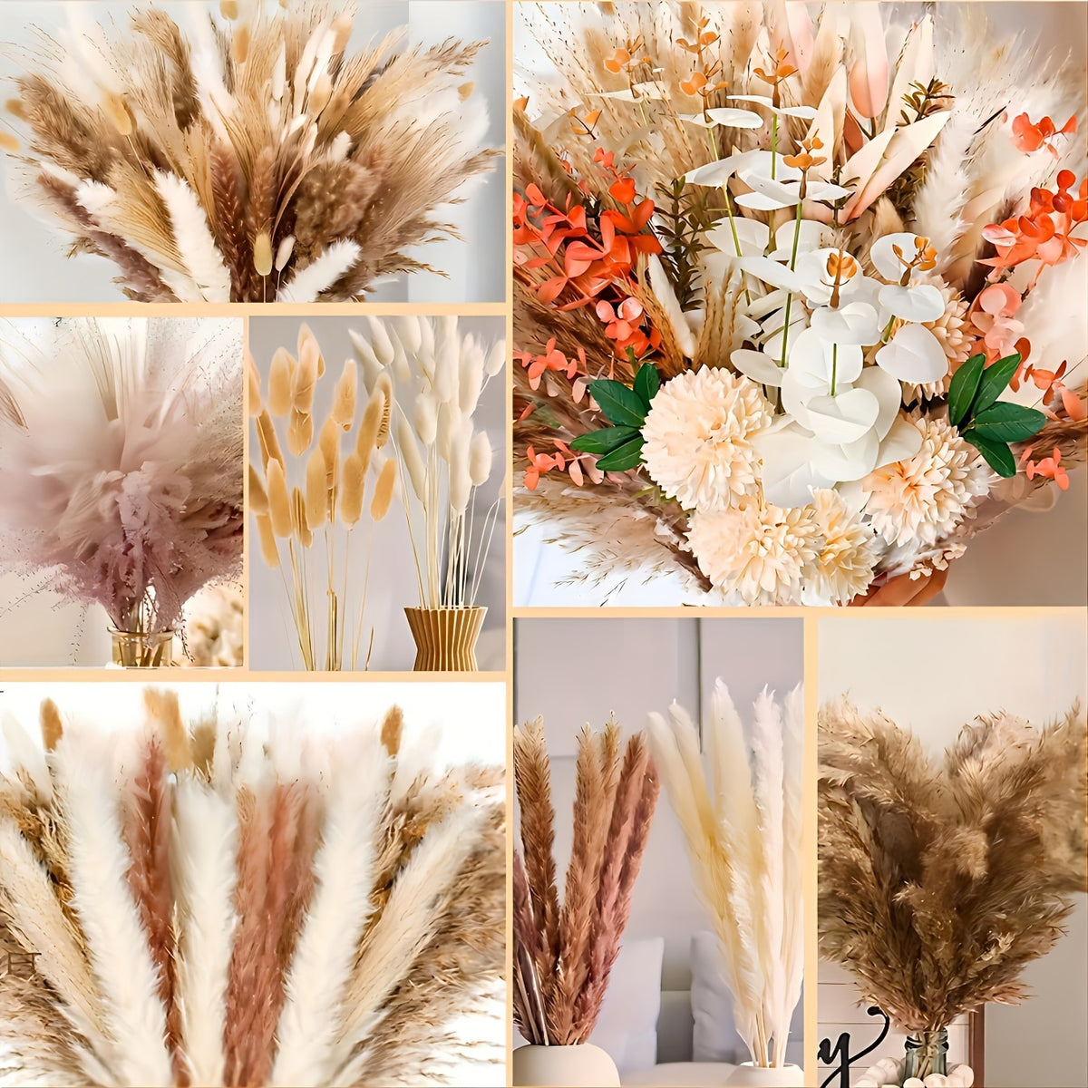 Boho Artificial Pampas Grass Bouquet - 141pcs