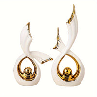 Glam Style Ceramic Decorative Ornaments Set - 2Pcs