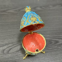 Elegant Hand-Painted Faberge Egg Trinket Box