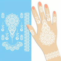 White Henna Temporary Tattoos - Lace Mandala Designs - 4 Sheets