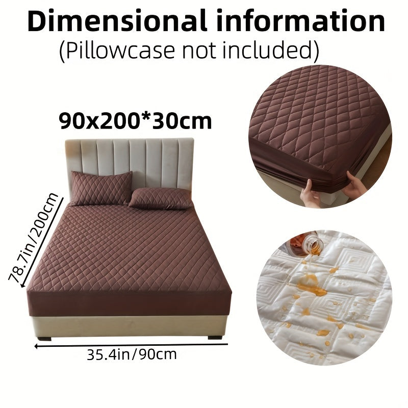 1pc Layered Solid Color Waterproof Mattress Protector (Without Pillowcase And Pillow Insert) Soft And Comfortable Mattress Cover Bedroom Guest Room Bedding Waterproof Mattress Protector Room Bedspread Non-slip All-inclusive P