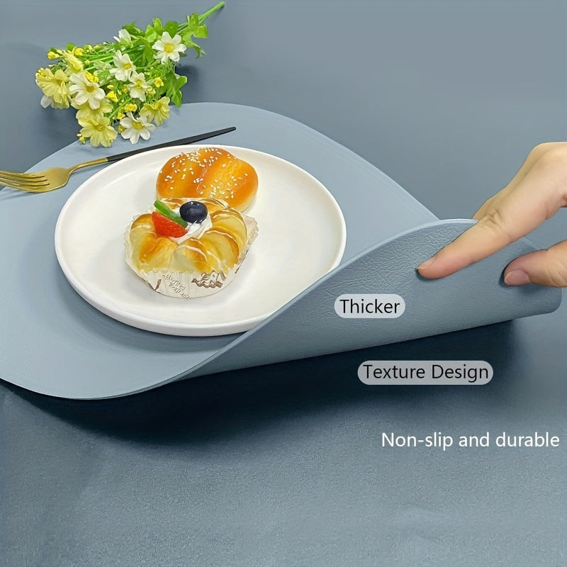 Round Faux Leather Placemats Set of 6, Non-Slip, Wipeable Table Mats for Dining, Kitchen, Restaurant, Cafe - Heat Resistant, Elegant Decorative Easy Clean Place Mats for Christmas