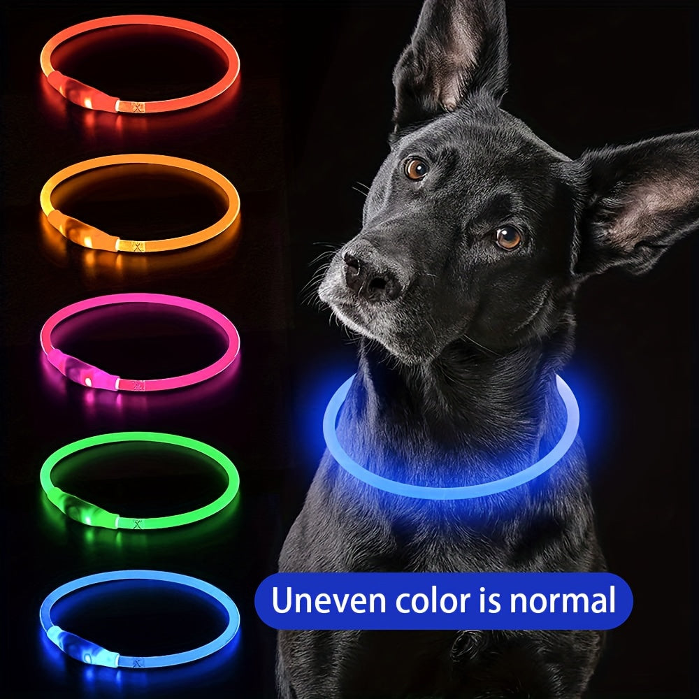 Dog LED Light Collar Whole Luminous At Night Anti-loss USB Rechargeable