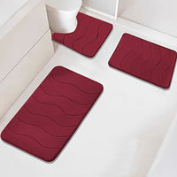 25D Sponge Density 3pcs/Highly Absorbent Embossed Textured Bath Mat. Non-slip Floor Mat, Super Soft and Comfortable Luxury Bath Rug, for Bathtub, Shower, Bathroom Accessories, Bathroom Decoration, Home Decor Floor Mat