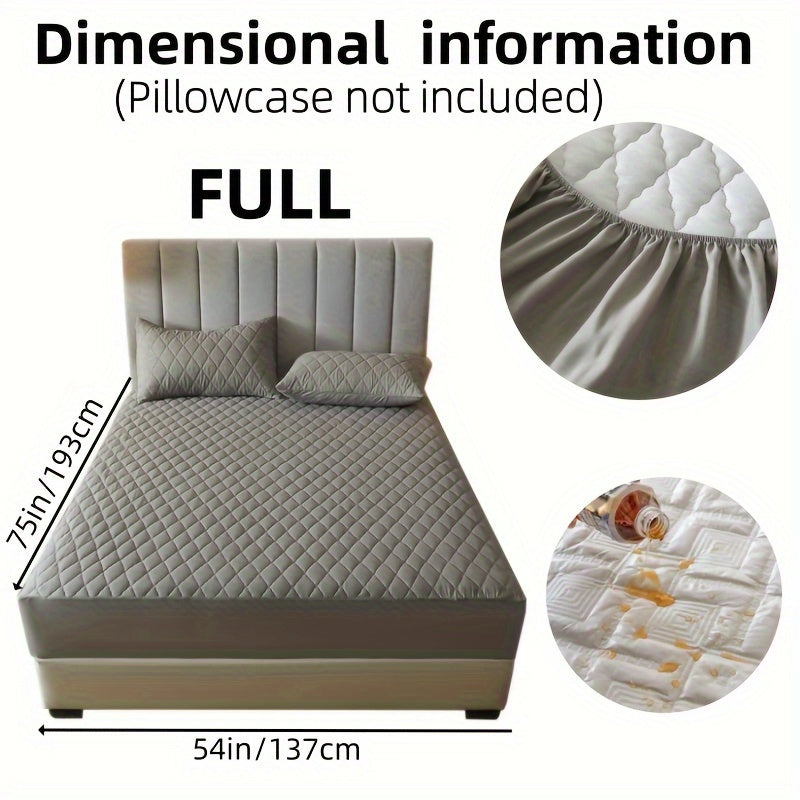 1pc Layered Solid Color Waterproof Mattress Protector (Without Pillowcase And Pillow Insert) Soft And Comfortable Mattress Cover Bedroom Guest Room Bedding Waterproof Mattress Protector Room Bedspread Non-slip All-inclusive P