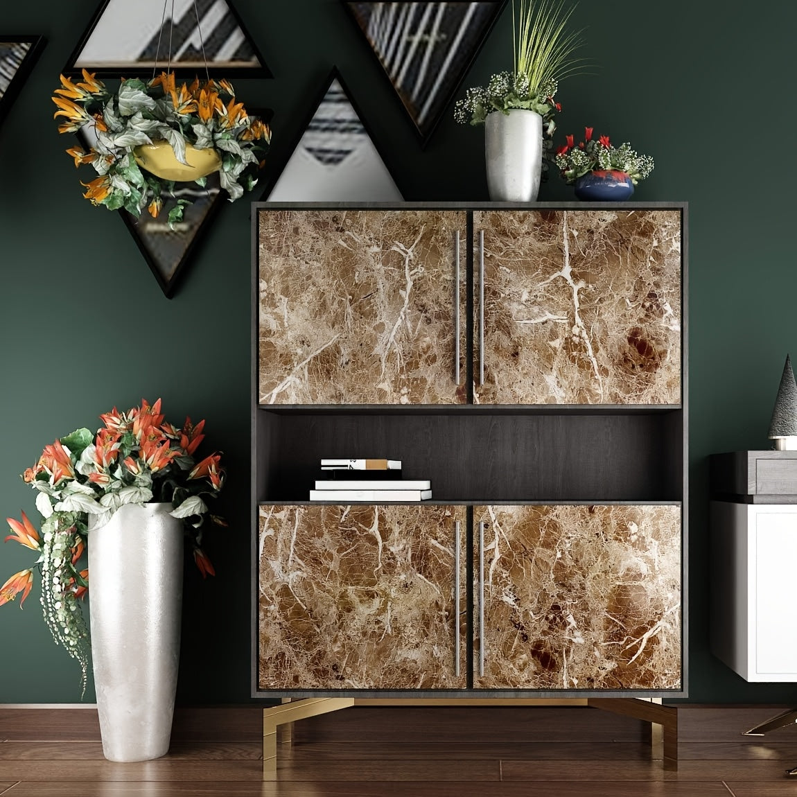 Luxurious Brown Marble Self-Adhesive Wallpaper