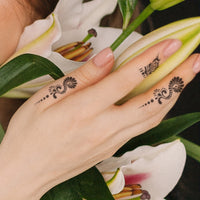 STARTTOOS Black Lace Floral Temporary Tattoo Stickers - Waterproof, Realistic Finger & Wrist Designs for a Chic Look