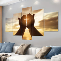 Wooden Framed Canvas Poster - Prayer Hand Canvas - 5pcs