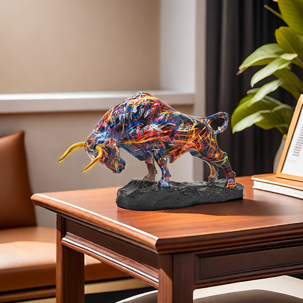 Resin Wall Street-Inspired Charging Bull Statue