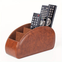 Remote Control Holder with 5 Compartments, Leather Desktop Caddy Storage Organizer