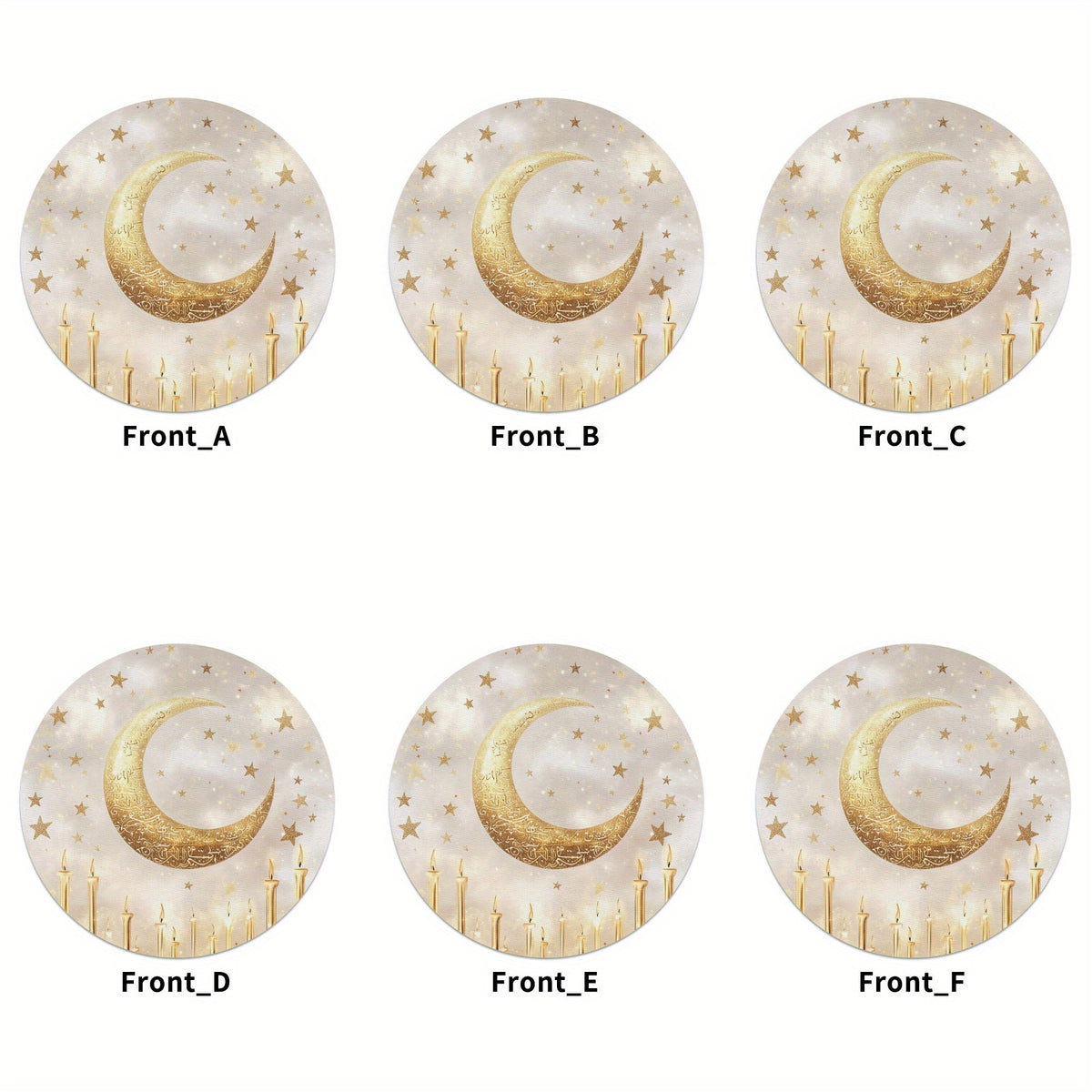 6pcs Elegant Ramadan Moon & Lighthouse Placemats - 38.1cm Circular, Durable Polyester Table Mats, Machine Washable & Non-Toxic, Ideal for Party, Kitchen & Restaurant Decor, Ramadan Decoration