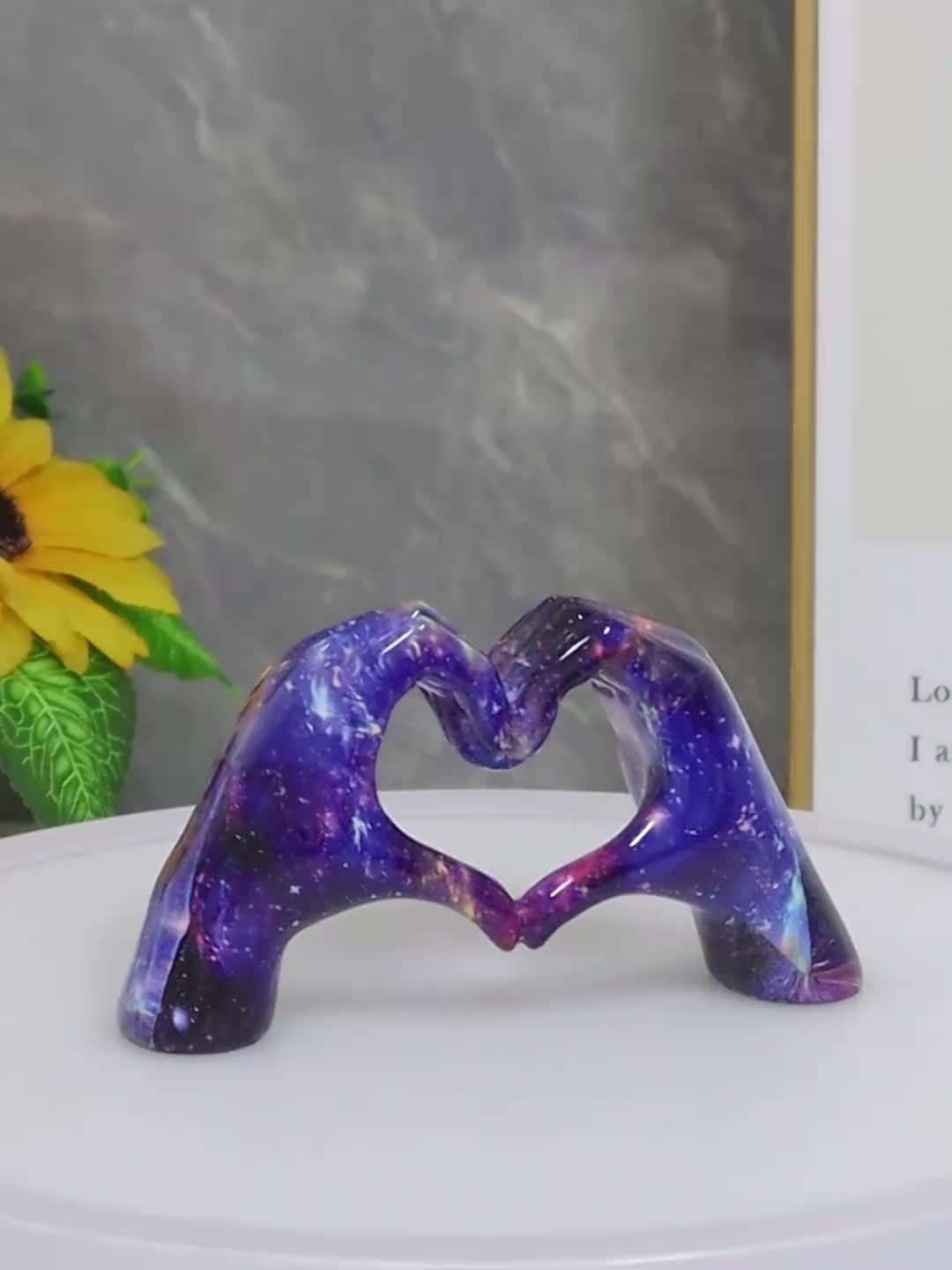 Galactic Heart Hand Gesture Resin Decorative Sculpture