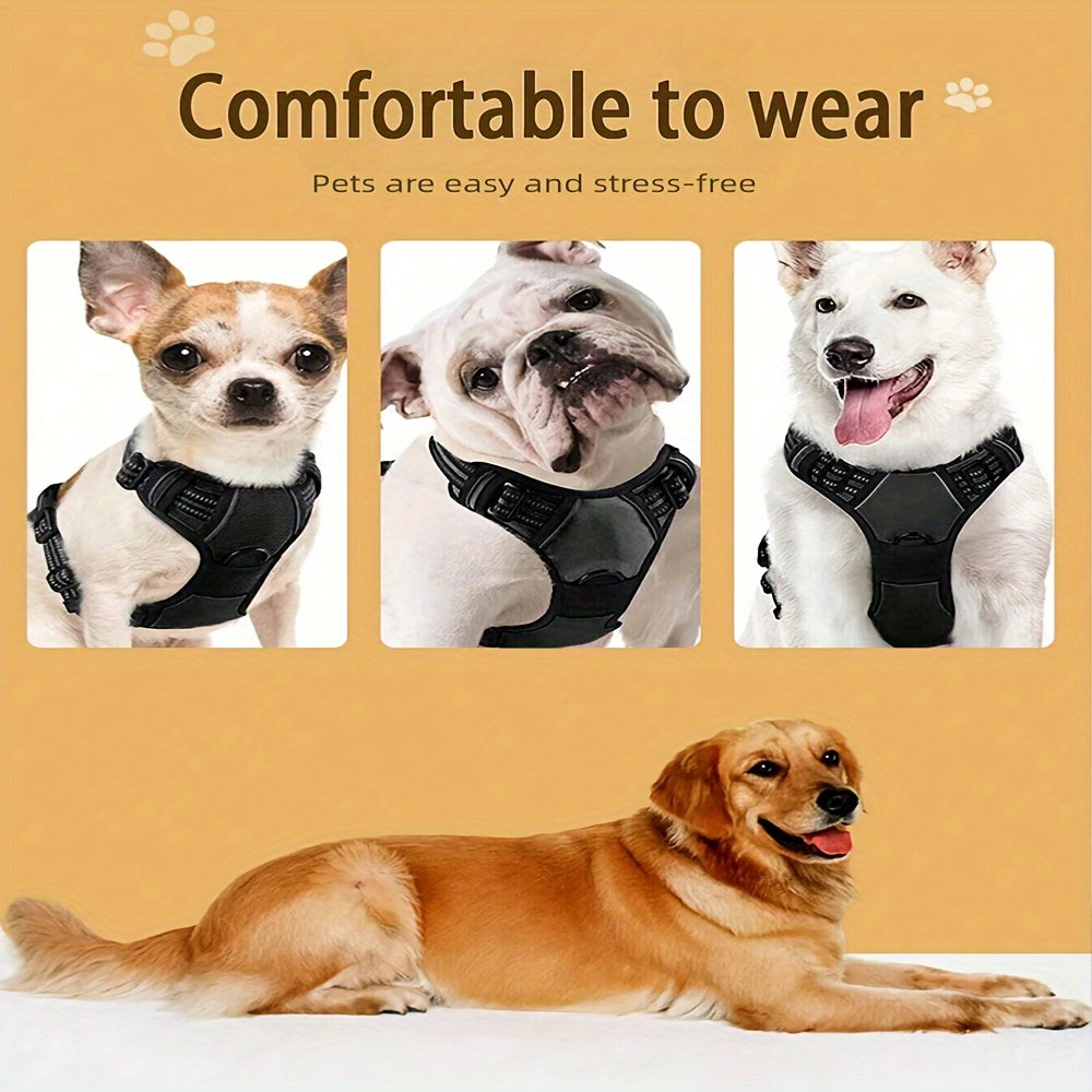 Dog Harness - No Pull Service Vest With Reflective Strips And Control Handle