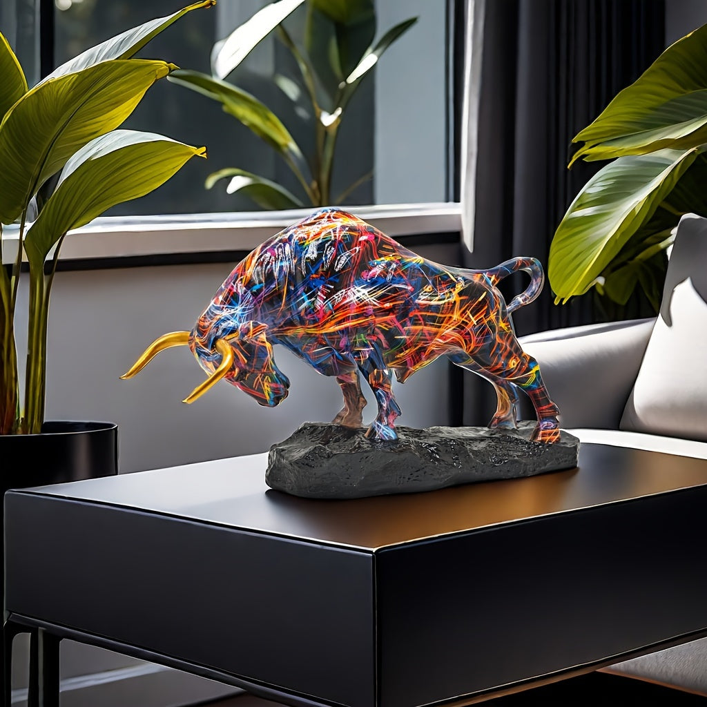 Resin Wall Street-Inspired Charging Bull Statue